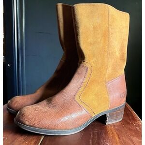 Ugg Australia Woman's brown leather western boots size 9-9.5 EUC